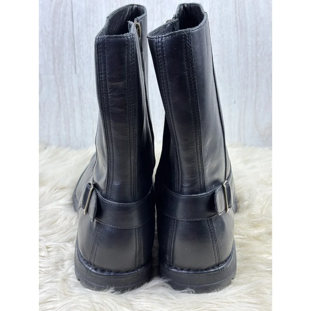 Cole Haan Air Reno Engineer Boots Black Leather Buckle Zip Mens 16M Box